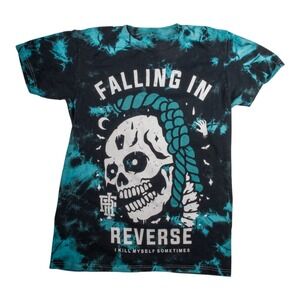 Men's Skull Graphic T Shirt Size Small Green/Black Short Sleeve Crew Neck Cotton